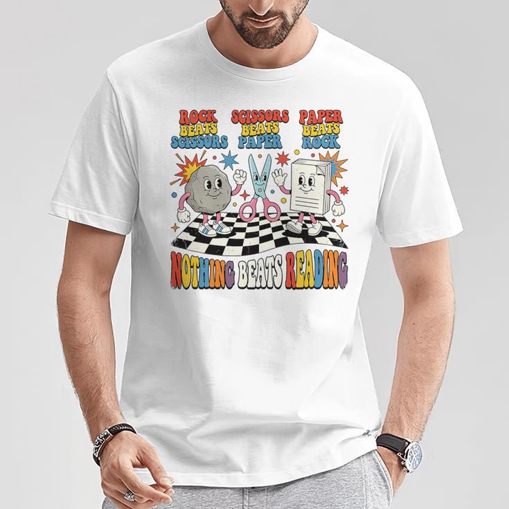 Nothing Beats Reading Rock Paper Scissors Book Love Premium Tri-Blend T-Shirt Unique Gifts