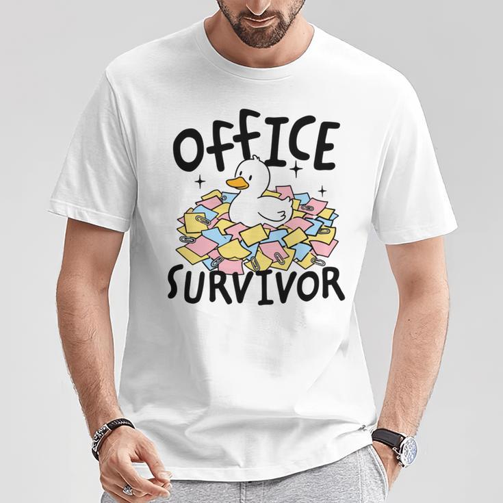 Officeurvivor かわいいアヒルの付箋 ユーモア 長袖tシャツ Tシャツ 面白い贈り物
