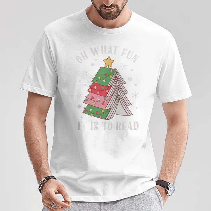 Oh What Fun It Is To Read Book Christmas Tree Premium Tri-Blend T-Shirt Unique Gifts