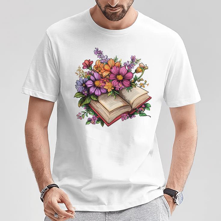Open Book With Colorful Flowers For Readers T-Shirt Unique Gifts Open Book With Colorful Flowers For Readers T-Shirt Unique Gifts