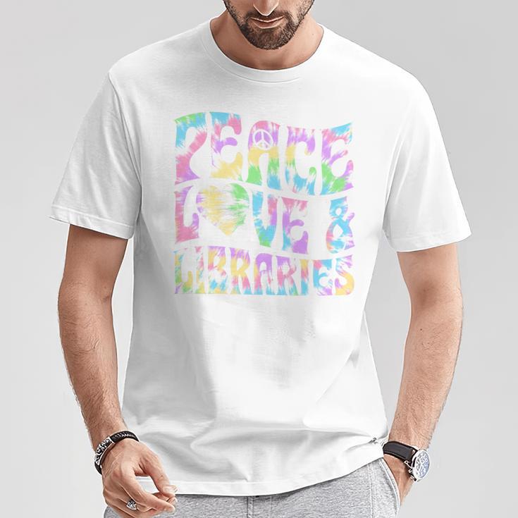 Peace Love And Libraries Heart And Books Graphic Premium Tri-Blend T-Shirt Unique Gifts