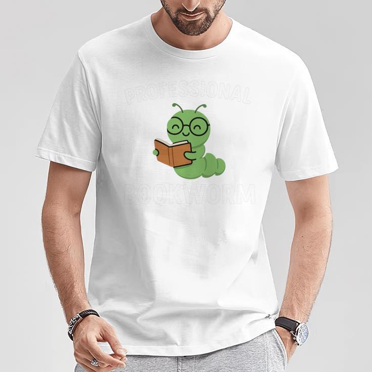 Professional Bookworm Reading Lover Cute Worm Glasses Book T-Shirt Unique Gifts