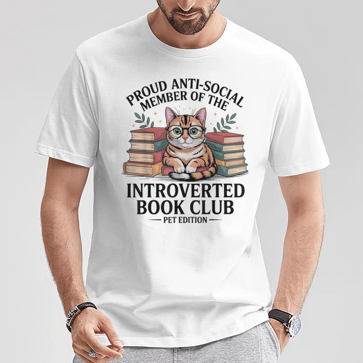 Proud Introverted Book Club Anti Social Reader Pet Cat T-Shirt Unique Gifts