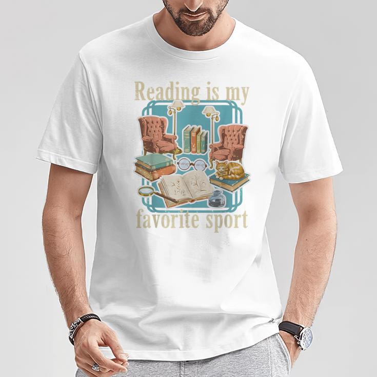 Reading Is My Favorite Sport Vintage Book Lover Cozy Reading T-Shirt Unique Gifts