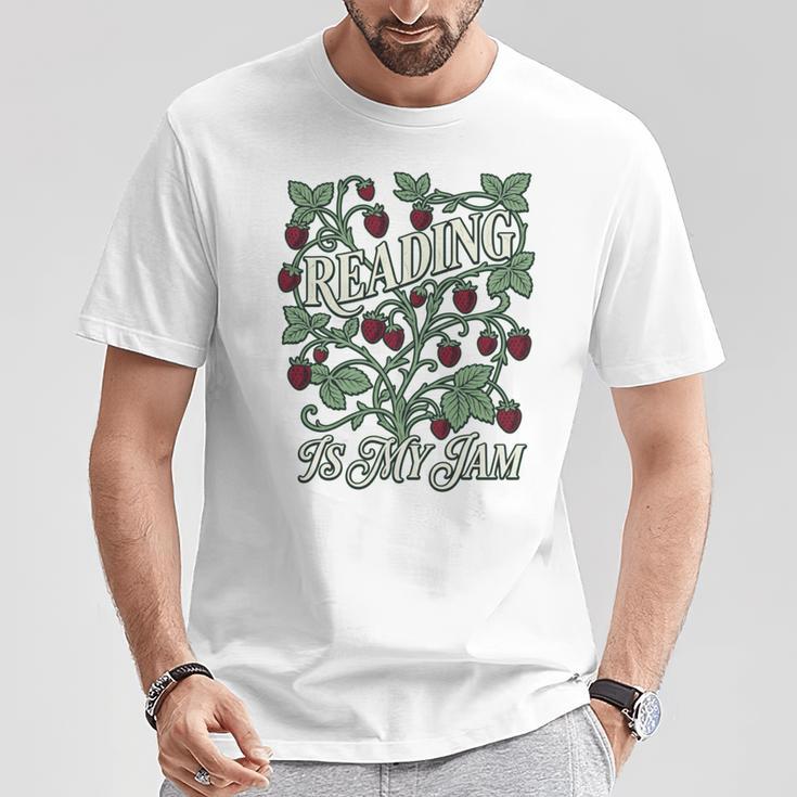 Reading Is My Jam Book Lover Botanical Strawberry Art Comfort Colors Crop Top T-Shirt Unique Gifts