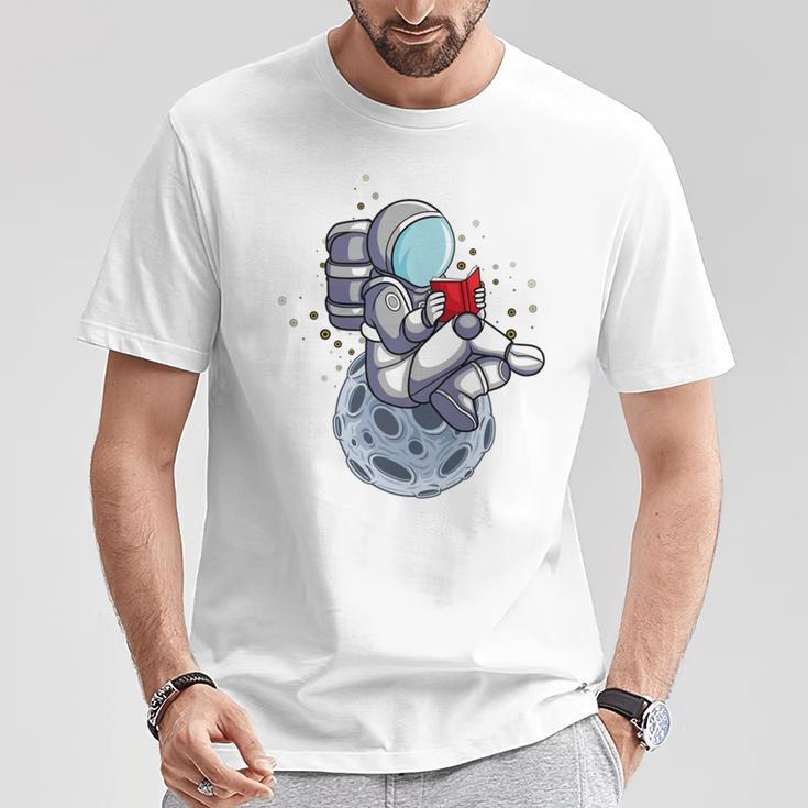 Reading Read Books Reader Nerd Cartoon Astronaut Moon T-Shirt Unique Gifts Reading Read Books Reader Nerd Cartoon Astronaut Moon T-Shirt Unique Gifts