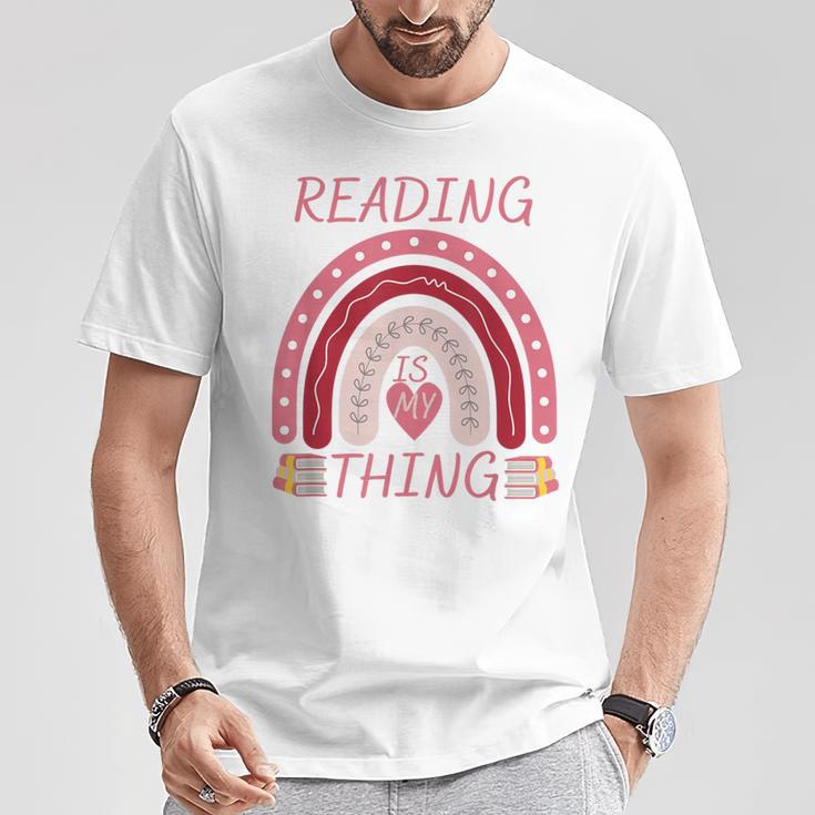 Reading Is My Thing Book Bookworm Teacher Rainbow Girl T-Shirt Unique Gifts