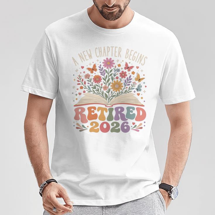 Retired 2026 A New Chapter Begins Floral Book T-Shirt Unique Gifts