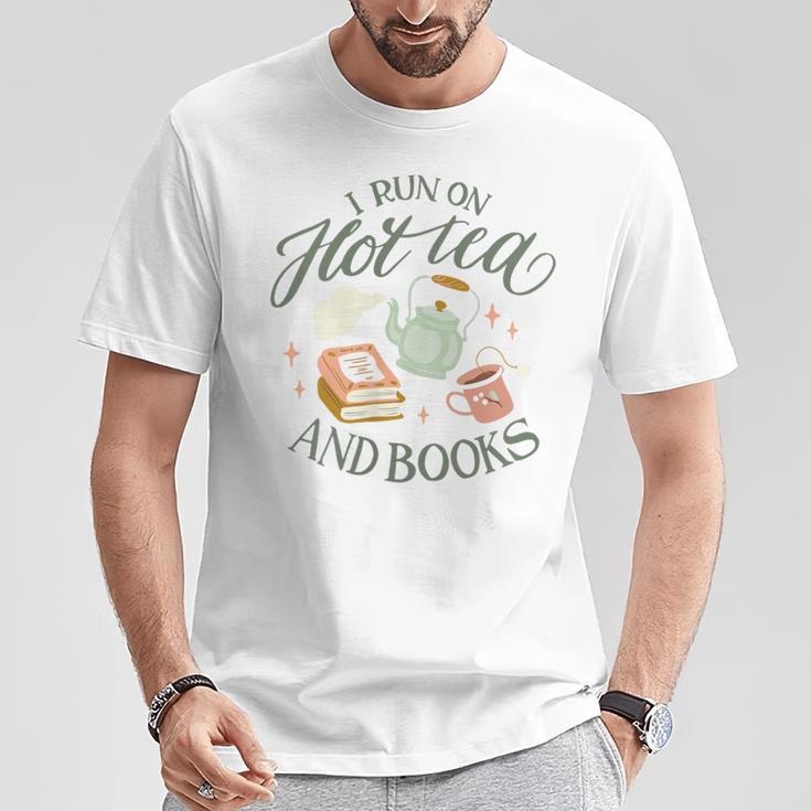 I RUN ON HOT TEA & BOOKS Reader Reading Meme ON BACK T-Shirt Unique Gifts I RUN ON HOT TEA & BOOKS Reader Reading Meme ON BACK T-Shirt Unique Gifts