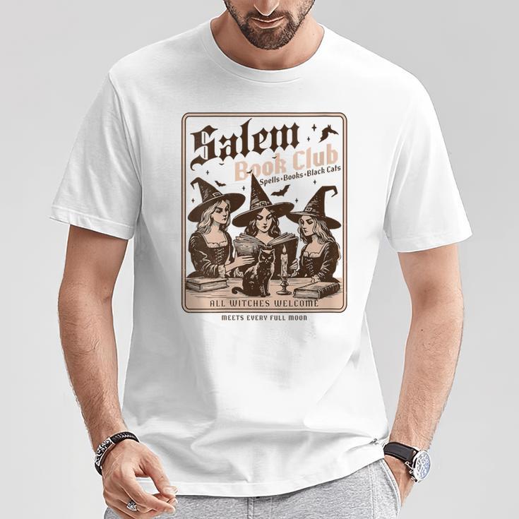 Salem Book Club Bookish Halloween Retro Salem Witch Book T-Shirt Unique Gifts