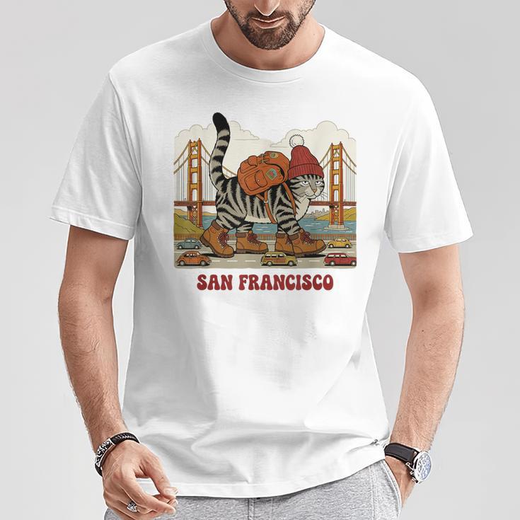 San Francisco Cat Tshirt Golden Gates Bridge Reading Books T-Shirt Unique Gifts