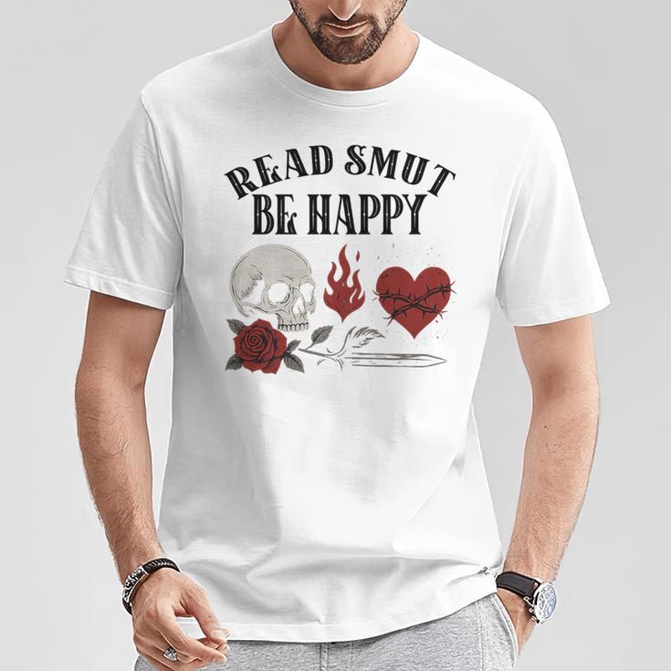 Smutt Book Merch Read Smut Be Happy Dark Romance Triggers Premium Tri-Blend T-Shirt Unique Gifts