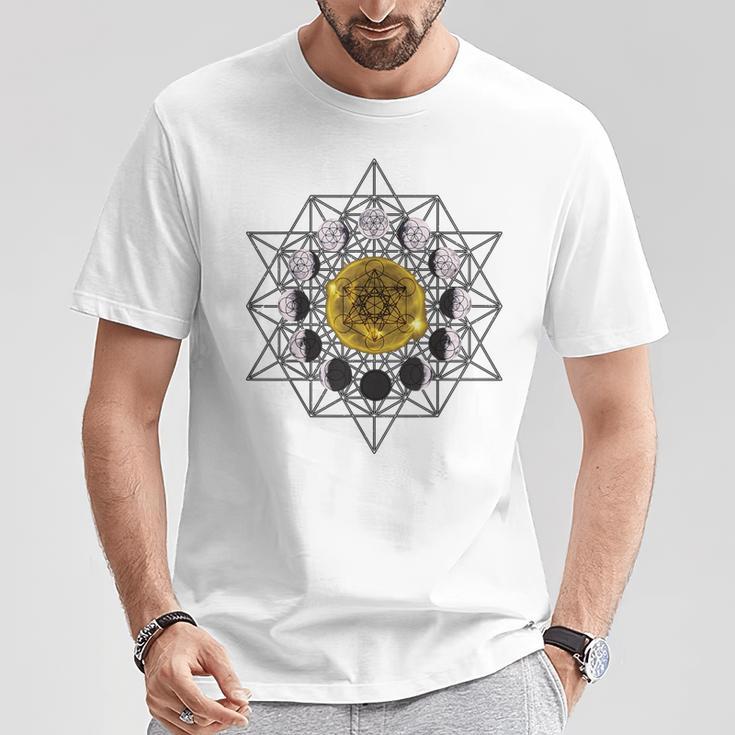 Sol Y Luna Fases Cubo De Metatrón Flor De Laidaagrada Camiseta unisex Regalos divertidos