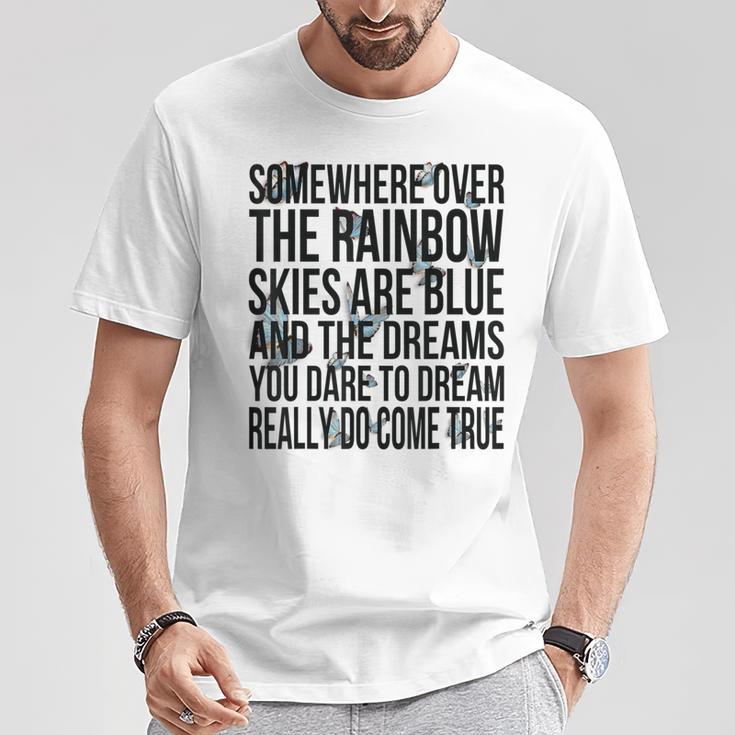 Somewhere Over The Rainbow-メンズ レディース キッズ バタフライ Tシャツ 面白い贈り物