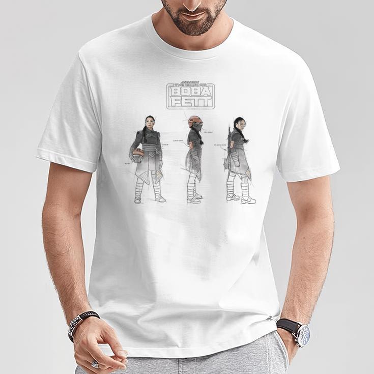 Star Wars The Book Of Boba Fett Fennec Painted Sketches T-Shirt Unique Gifts