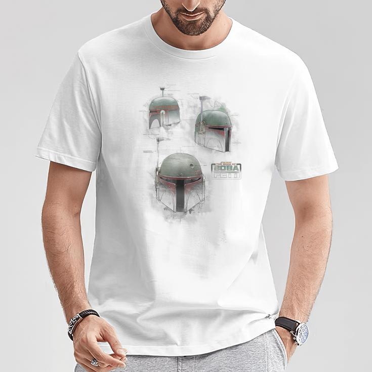 Star Wars The Book Of Boba Fett Helmet Schematic V-3 T-Shirt Unique Gifts