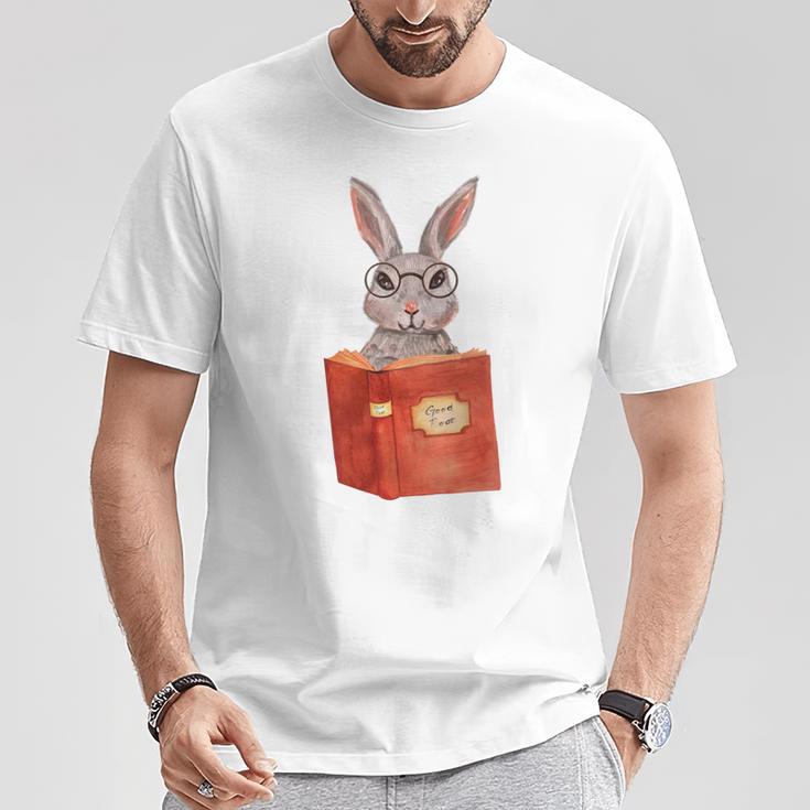 Studious Studying Bunny Book Lover Reading Geek Rabbit T-Shirt Unique Gifts