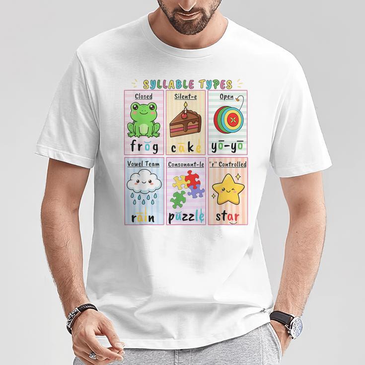 Syllable Types Teacher Phonics Reading Science Of Reading T-Shirt Unique Gifts
