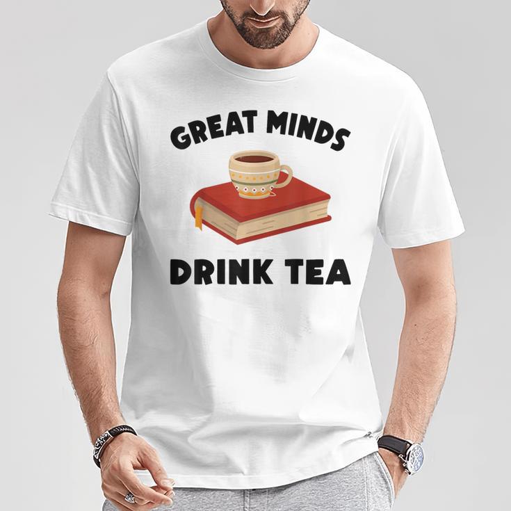 Tea Great Minds Drink Tea Apple Teacups Books T-Shirt Unique Gifts