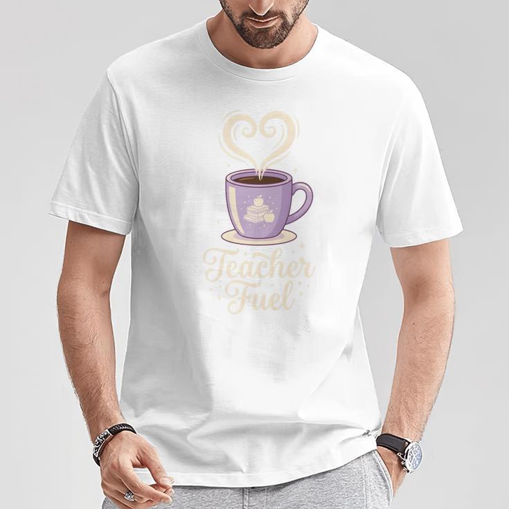 Teacher Fuel Coffee Cup Books Apples Educator T-Shirt Unique Gifts