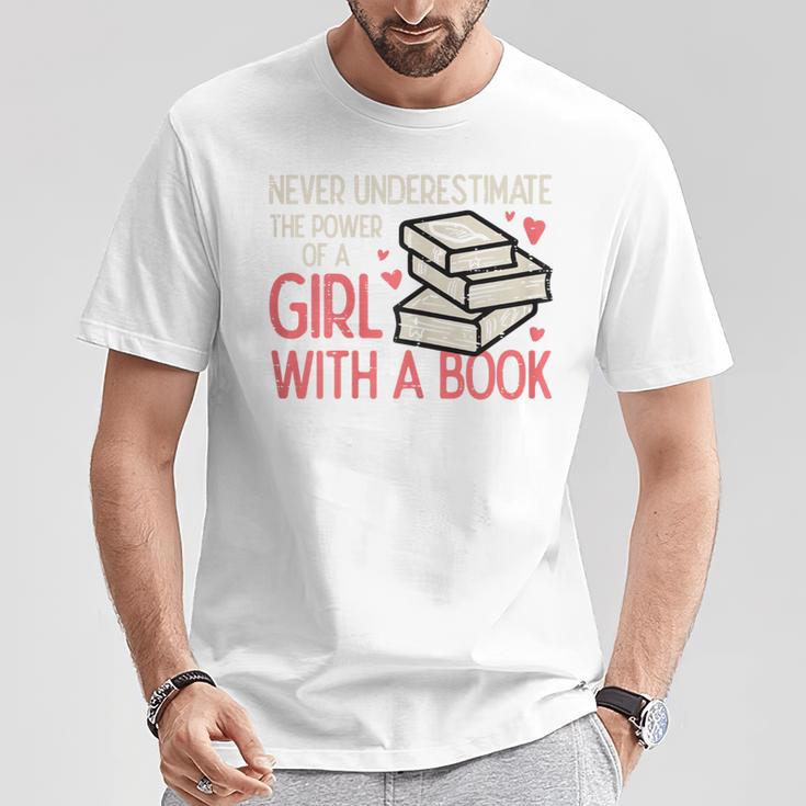 Never Underestimate Power Of Girl With Book Bookworm Women T-Shirt Unique Gifts Never Underestimate Power Of Girl With Book Bookworm Women T-Shirt Unique Gifts