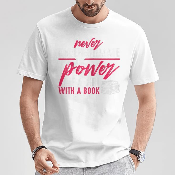 Never Underestimate The Power Of A Girl With A Book Read T-Shirt Unique Gifts