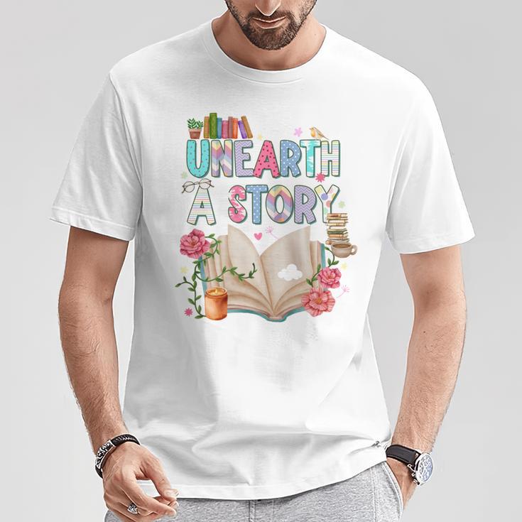 Unearth A Story Library Book Reading Program 2026 Summer T-Shirt Unique Gifts