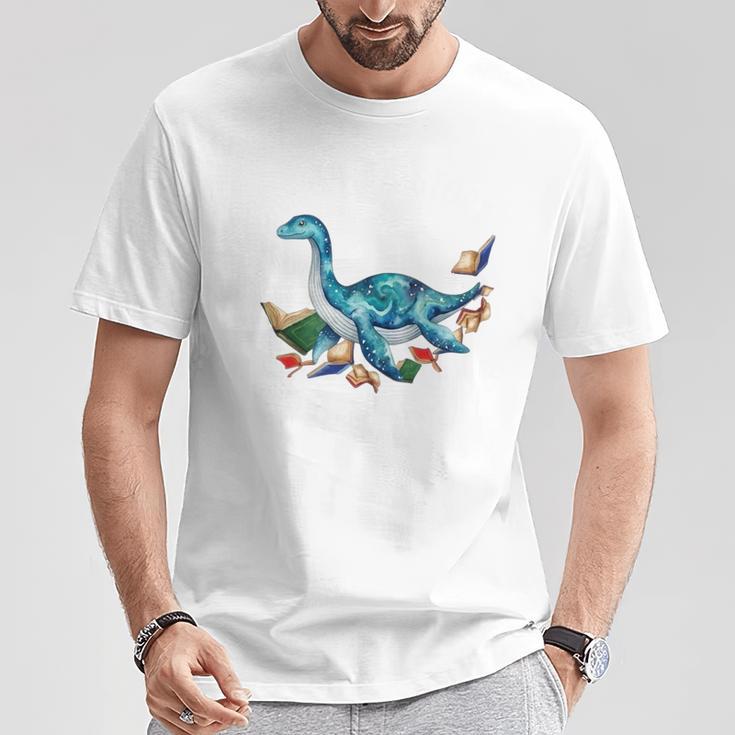 Unearth A Story Summer Reading 2026 Cute Plesiosaurus Book T-Shirt Unique Gifts