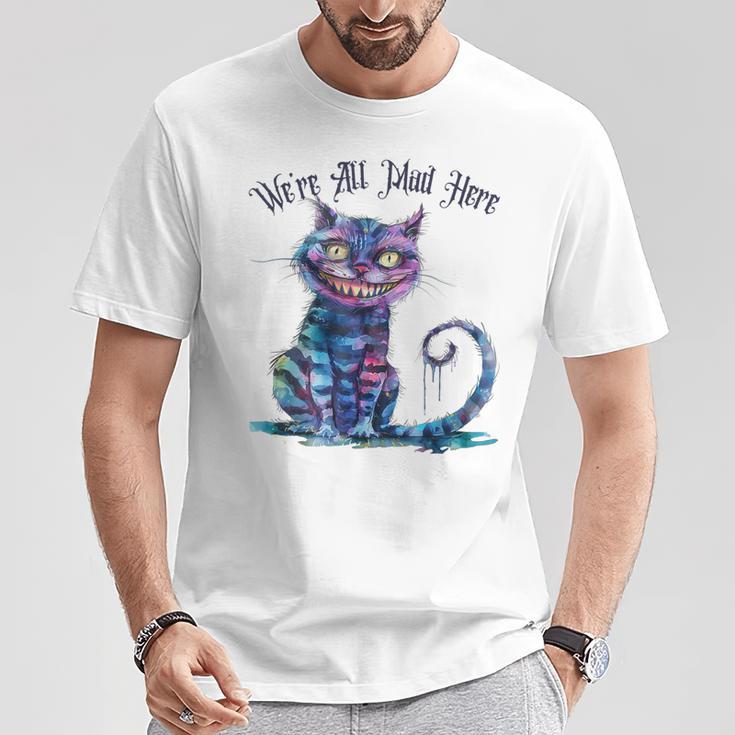 We'Re All Mad Here Cheshire Cat Alice Wonderland Book Boys T-Shirt Unique Gifts