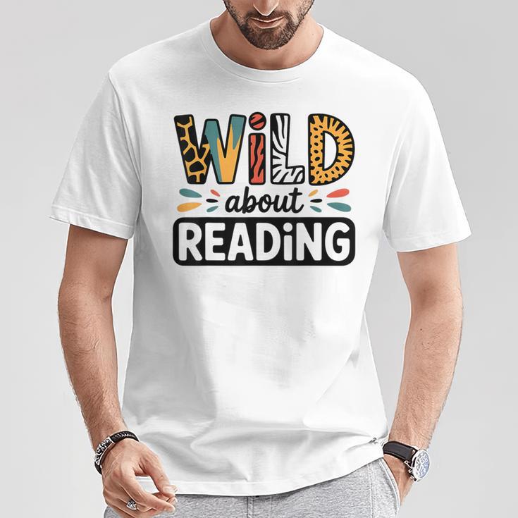 Wild About Reading Reading Books And Bookworm Library Day T-Shirt Unique Gifts