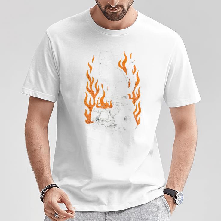 Witchy Creepy Goth Cat Skull Flames Occult Magic Books Comfort Colors Crop Top T-Shirt Unique Gifts