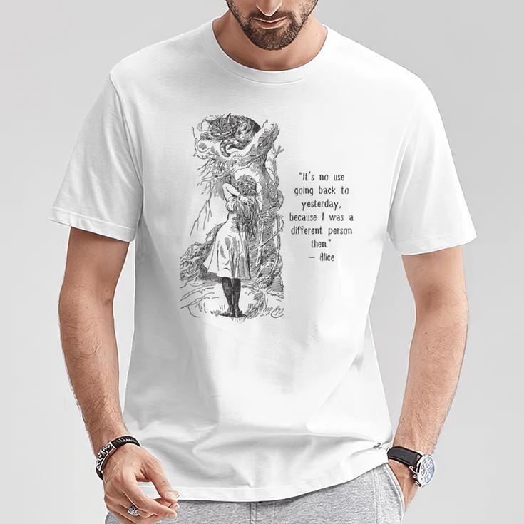 Women's Alice Adventures Wonderland Vintage Book Quote Lewis Carrol T-Shirt Unique Gifts Women's Alice Adventures Wonderland Vintage Book Quote Lewis Carrol T-Shirt Unique Gifts