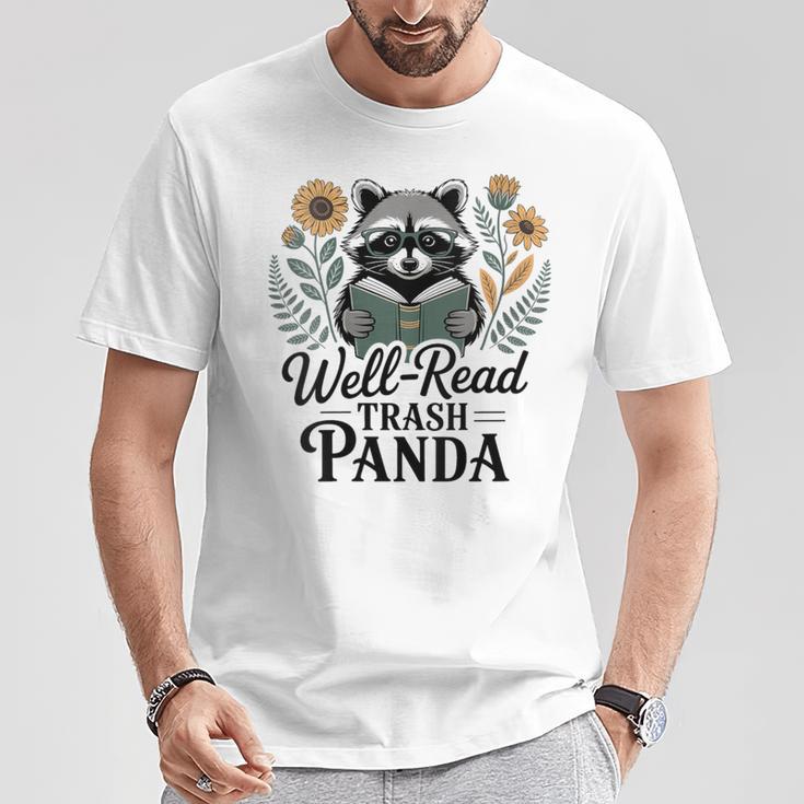 Women's Well Read Trash Panda Book Lover Raccoon T-Shirt Unique Gifts