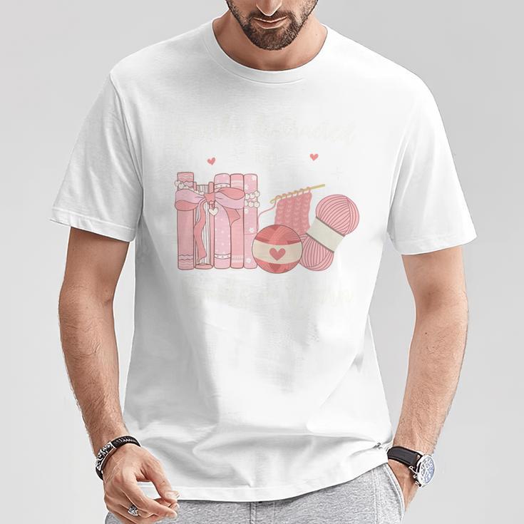 Yarn Quote Easily Distracted By Books And Yarn Reader Premium Tri-Blend T-Shirt Unique Gifts