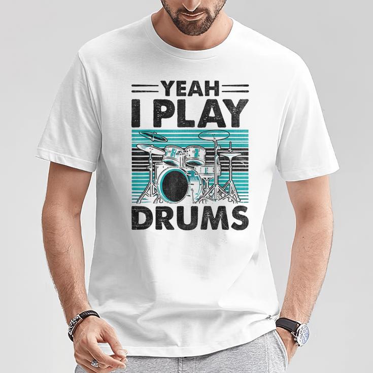 Yeah I Play Drums Drummer Play Drumming Tシャツ 面白い贈り物