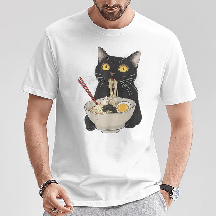 おもしろ猫 ラーメン ヴィンテージ 和麺 Tシャツ 面白い贈り物