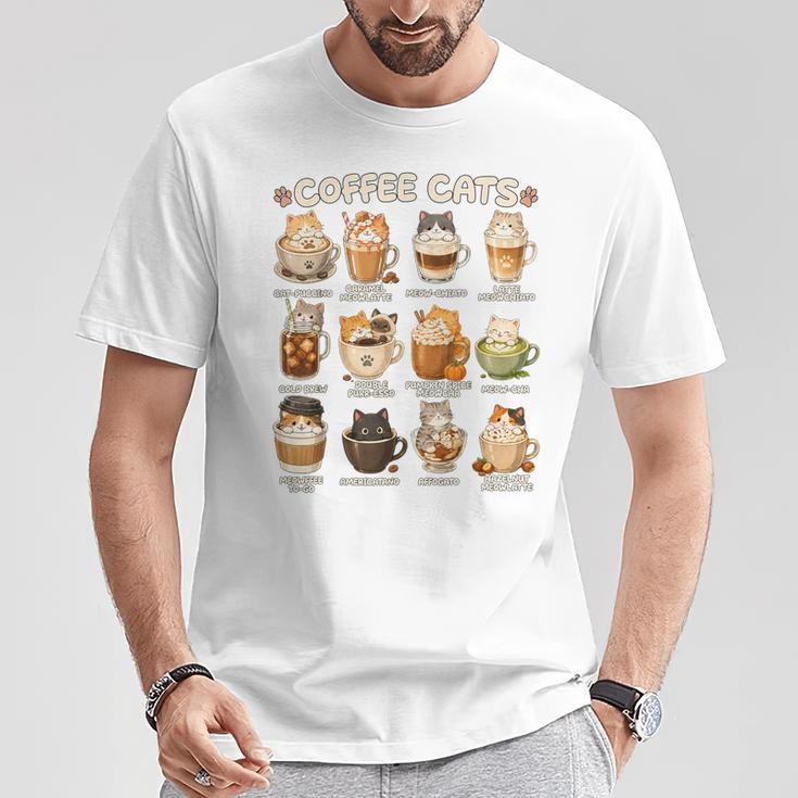 かわいいアニメコーヒー猫カプチーノかわいい猫カフェデザイン Tシャツ 面白い贈り物