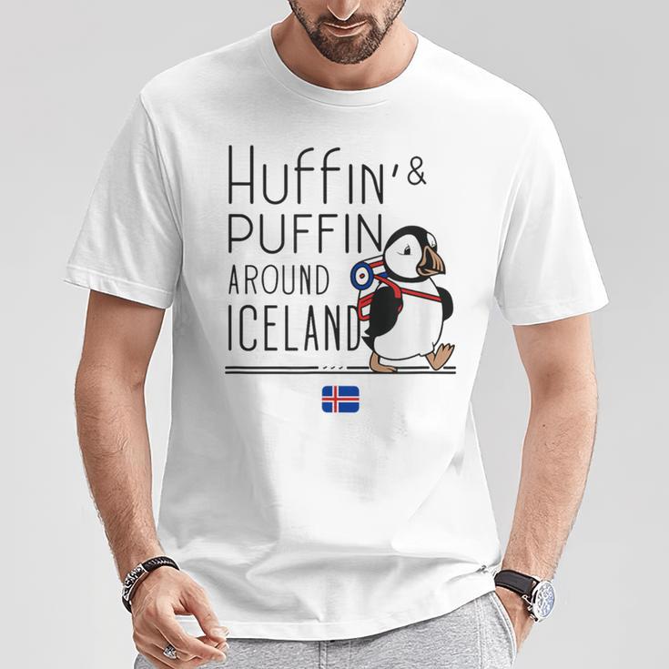 アイスランド周辺のハフィンとパフィン 北欧アドベンチャーお土産 Tシャツ 面白い贈り物