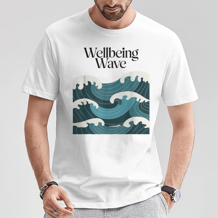 ウェルビーイングウェーブ オーシャンデザイン 健康 Tシャツ 面白い贈り物