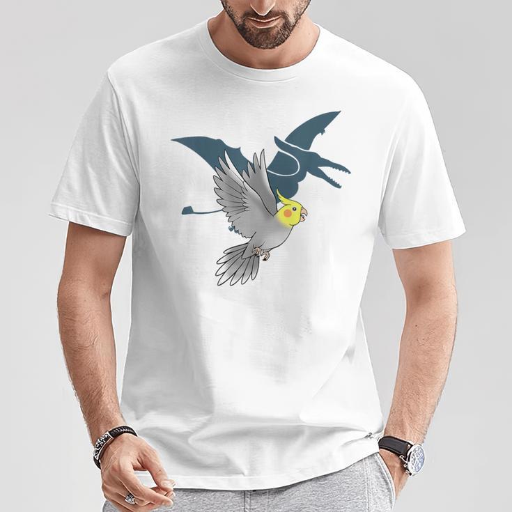 オウム 恐竜 オカメインコ テロダクティルシャドウ Tシャツ 面白い贈り物