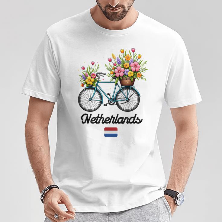 オランダの風車 チューリップフィールド オランダ 春の花 バイク Tシャツ 面白い贈り物