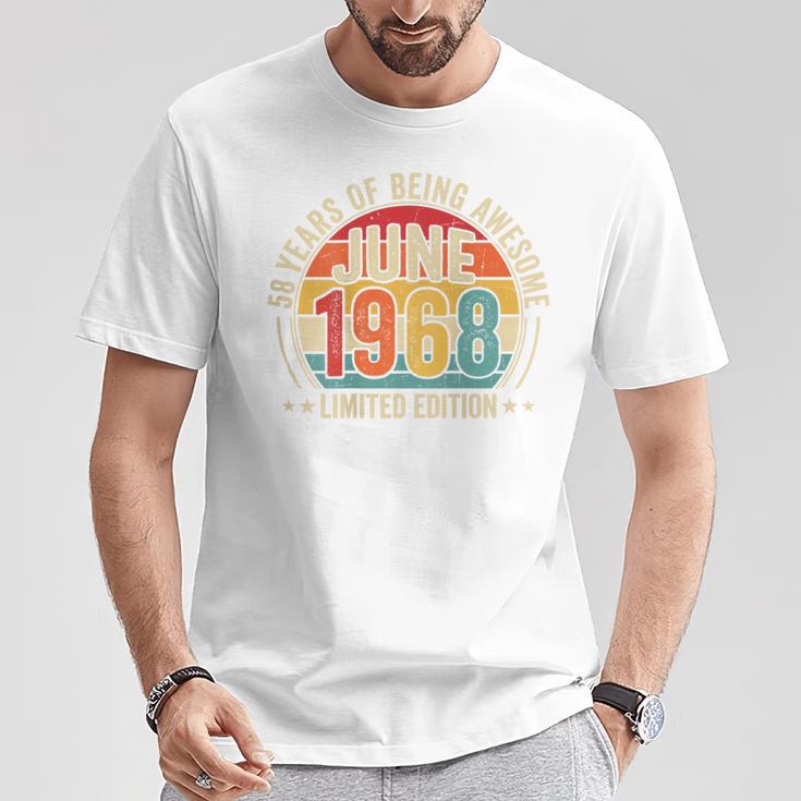 オンバック 1968年6月から素晴らしいヴィンテージレトロ58歳の誕生日 Tシャツ 面白い贈り物