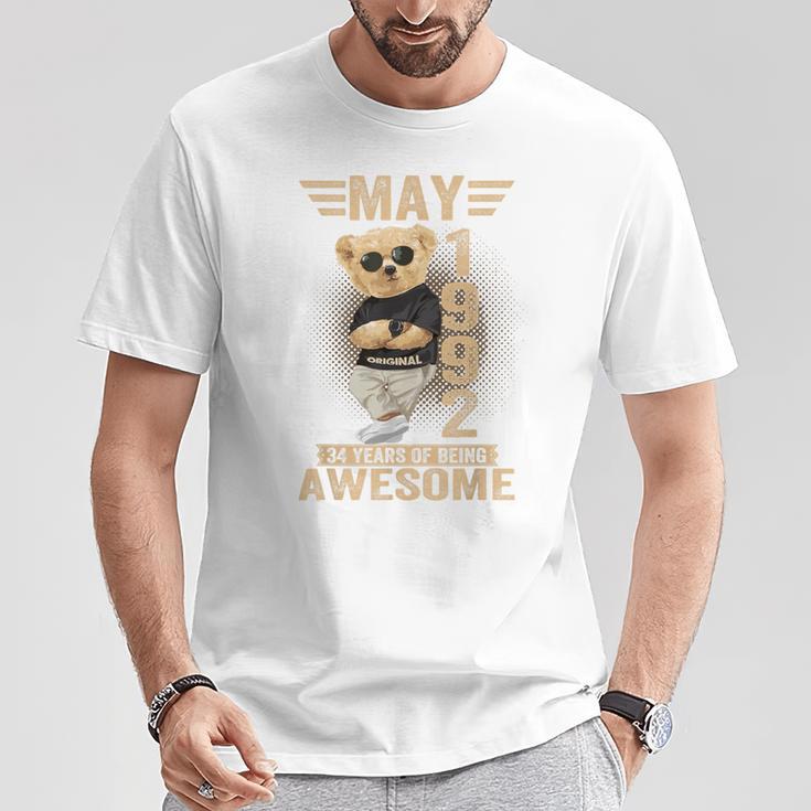オンバック 5月34日 誕生日 男性 女性 1992 テディベア Tシャツ 面白い贈り物