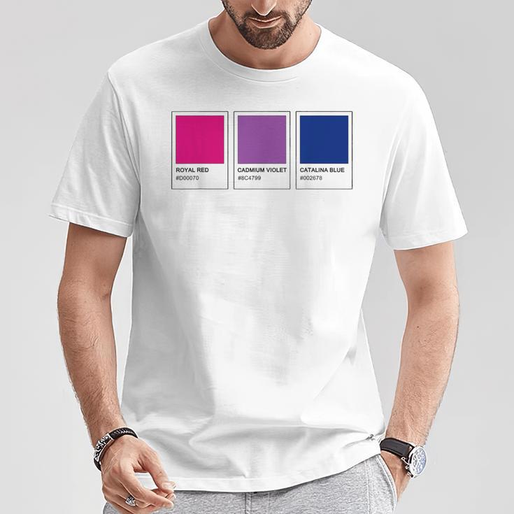 カラーパレット バイセクシャルプライド バイセクシャルフラッグ バイセクシャルカラー Cu Tシャツ 面白い贈り物