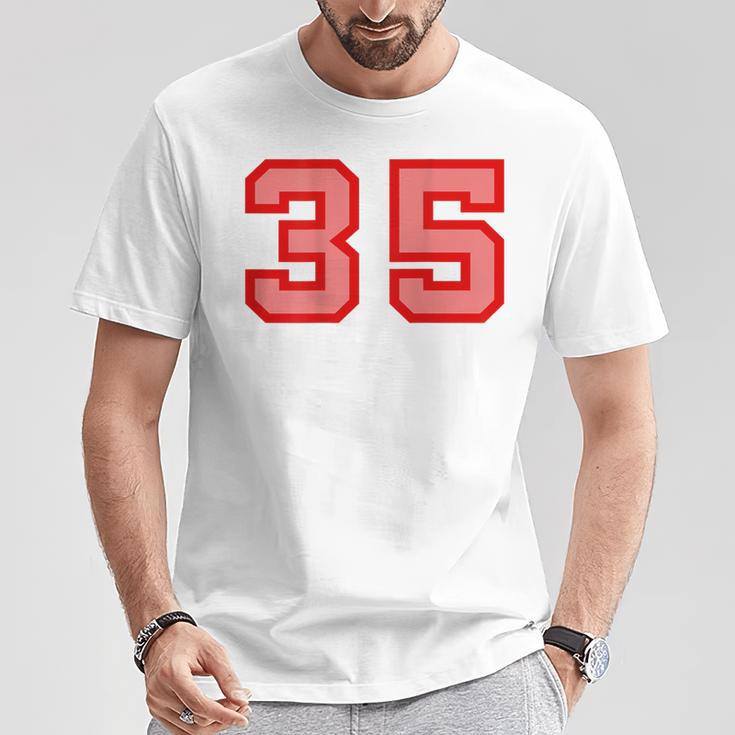 クールなレトロなレタリングジャージバックナンバー35 Thirtyfive Tシャツ 面白い贈り物