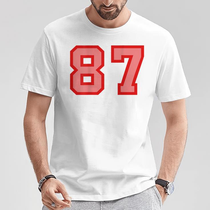 クールなレトロなレタリングジャージバック番号87 Eightyseven Tシャツ 面白い贈り物