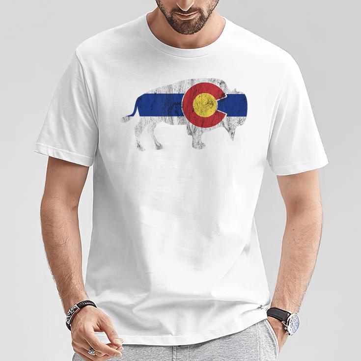 コロラド州旗バッファローtシャツ 美しいネイティブコロラドtシャツ Tシャツ 面白い贈り物