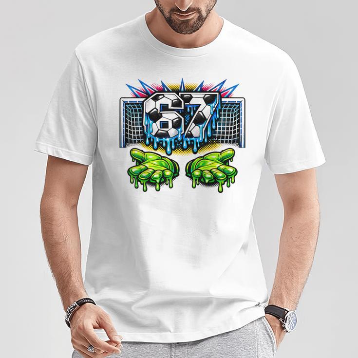 サッカー 67 シックスセブンファニージェンアルファミームドリップ Tシャツ 面白い贈り物