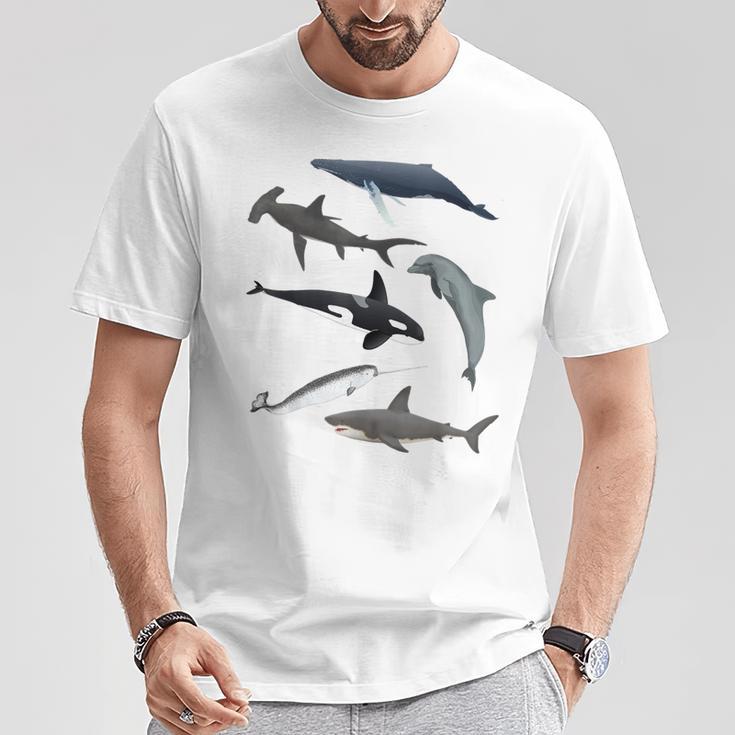 シャチ ジンベイザメ イッカク イルカ 海の生き物 Tシャツ 面白い贈り物