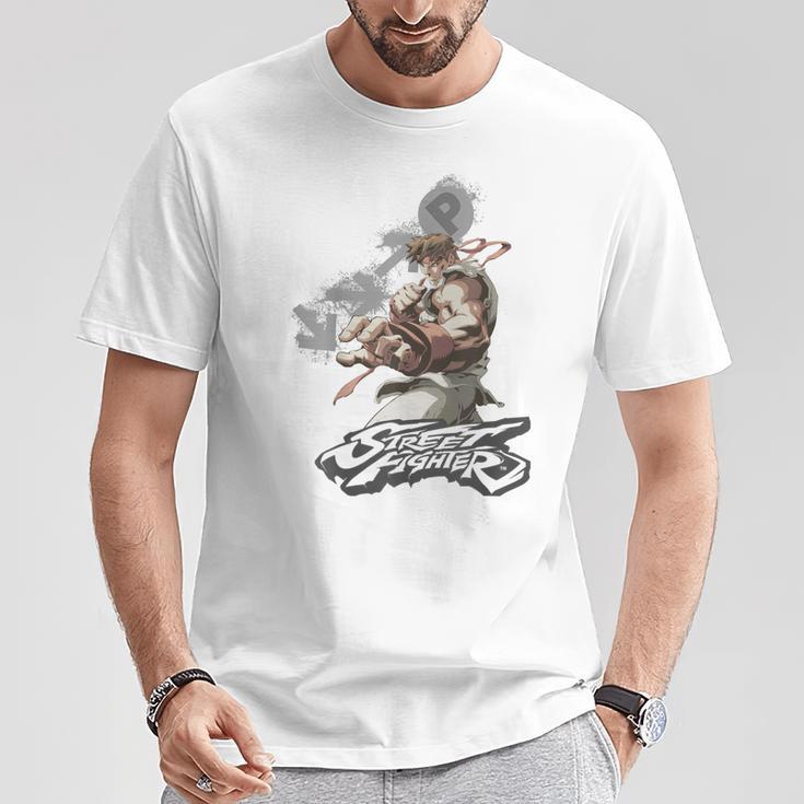 ストリートファイター リュウ ポートレート 火の玉 壮大な対決 ゲーマー Tシャツ 面白い贈り物